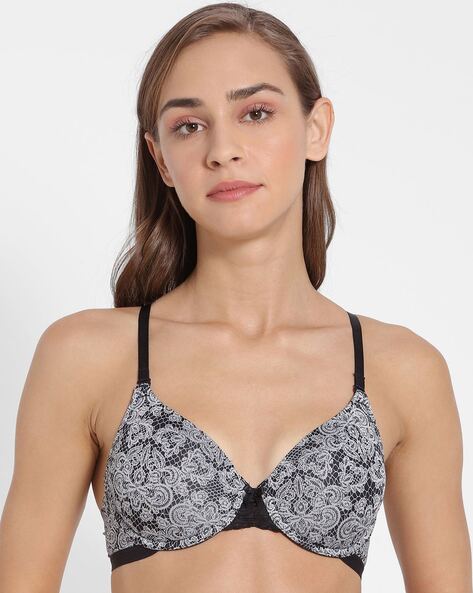 Buy Women's Under-Wired Padded Soft Touch Microfiber Nylon Elastane Stretch Full  Coverage Lace Styling Multiway T-Shirt Bra with Adjustable Straps - Light  Skin 1817