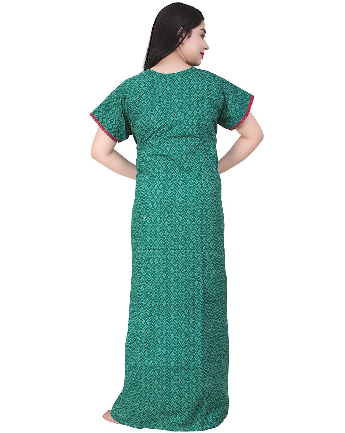 Buy PlayKith Cotton Blend Full Length V Neck Nighty For Women/Girls (Green)  Online at Best Prices in India - JioMart.