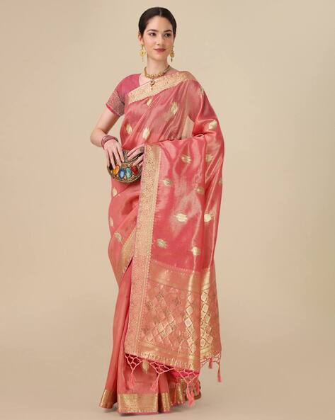 Buy Prajval Women Gajari Pink Embellished, Geometric Print Chiffon  Bollywood Saree Online at Best Prices in India - JioMart.