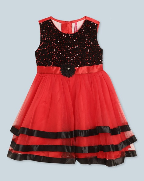 Elegant Red and Black Frocks