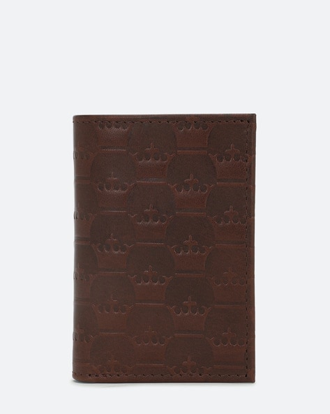 Logo Embossed Genuine Leather Bi-Fold Wallet