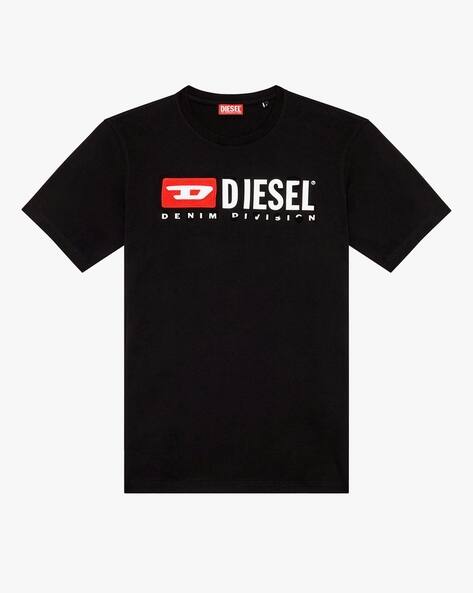 Buy DIESEL T-Just-Divstroyed Regular Logo Print T-Shirt | Black 