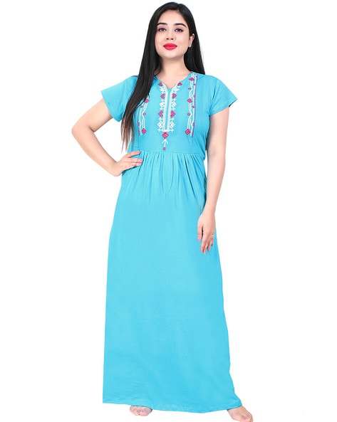 Buy Blue Nightshirts Nighties for Women by ZAIRRA Online Ajio