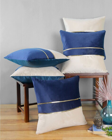 Buy Royal Blue Beige Cushions Pillows for Home Kitchen by