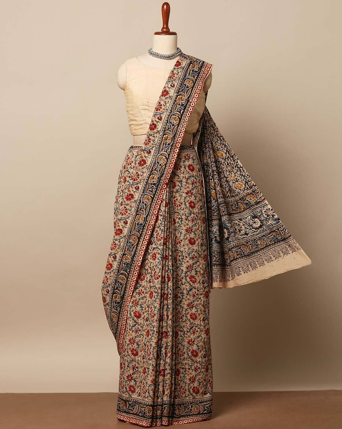 Buy Parrot Green Sarees for Women by Sun Kalamkari Online | Ajio.com