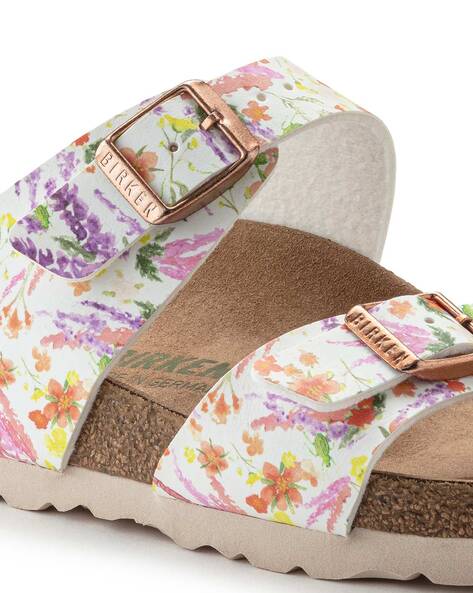 Women Floral Narrow Fit Double Strap Slides