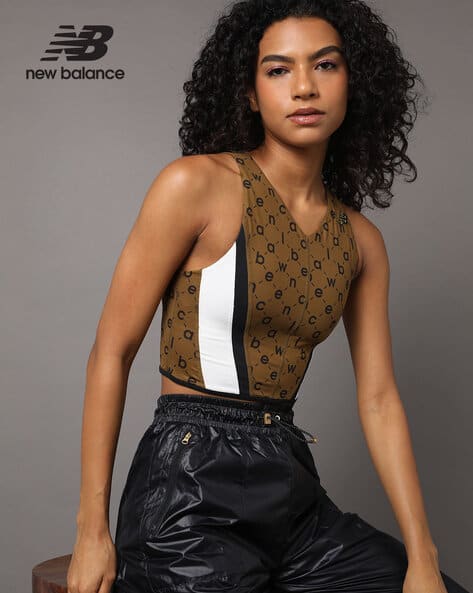 NEW BALANCE NB Transform Typographic Print V-Neck Crop Top