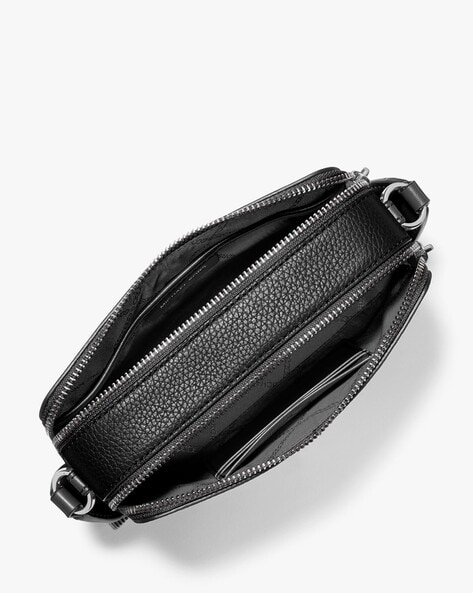 Michael Kors Jet Set Small Pebbled Leather Chain-Link Smartphone Crossbody Bag For Women (Black, OS)