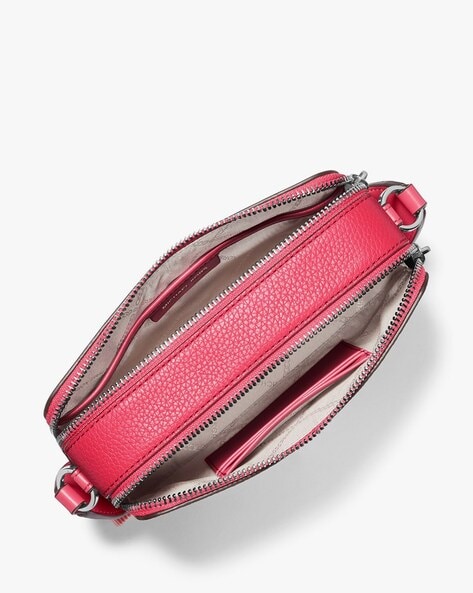 Jet Set Small Pebbled Leather Double Zip Camera Bag - Pink