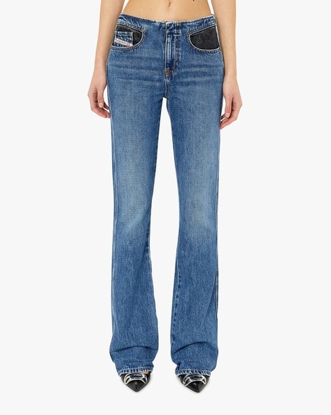 Buy DIESEL D-ESCRIPTION Flare Fit High Waist Washed Non-Stretch Sustainable  Collection Jeans, Blue Color Women