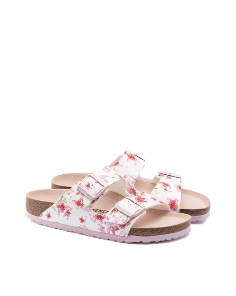 Arizona Floral Print Slip On Narrow Fit Flat Sandals