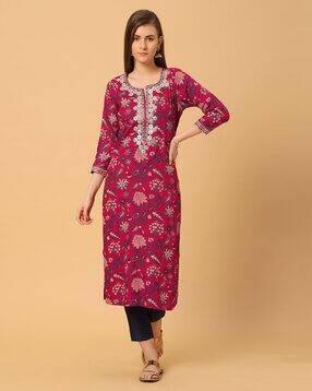 sanaa Floral Print Round-Neck Kurti-picture-37