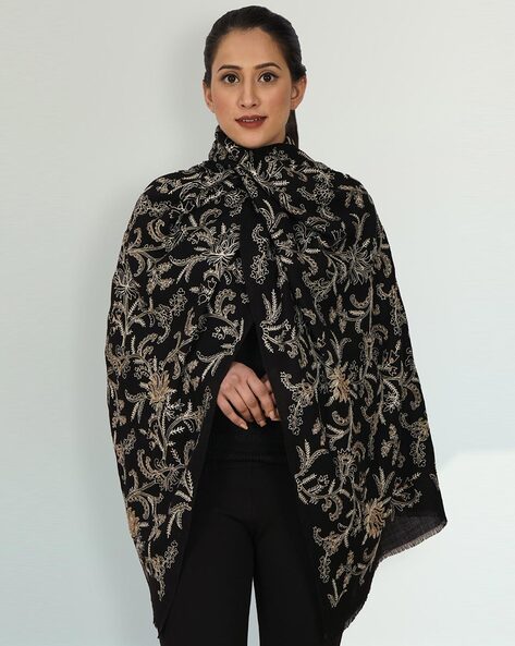 Flower Embroidered Cashmere Stole Price in India
