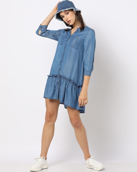 Tall Blue Denim Bodycon Shirt Dress | New Look