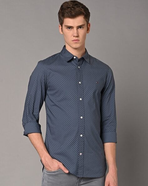 TOMMY HILFIGER Men Striped Casual Blue Shirt - Buy TOMMY HILFIGER Men  Striped Casual Blue Shirt Online at Best Prices in India