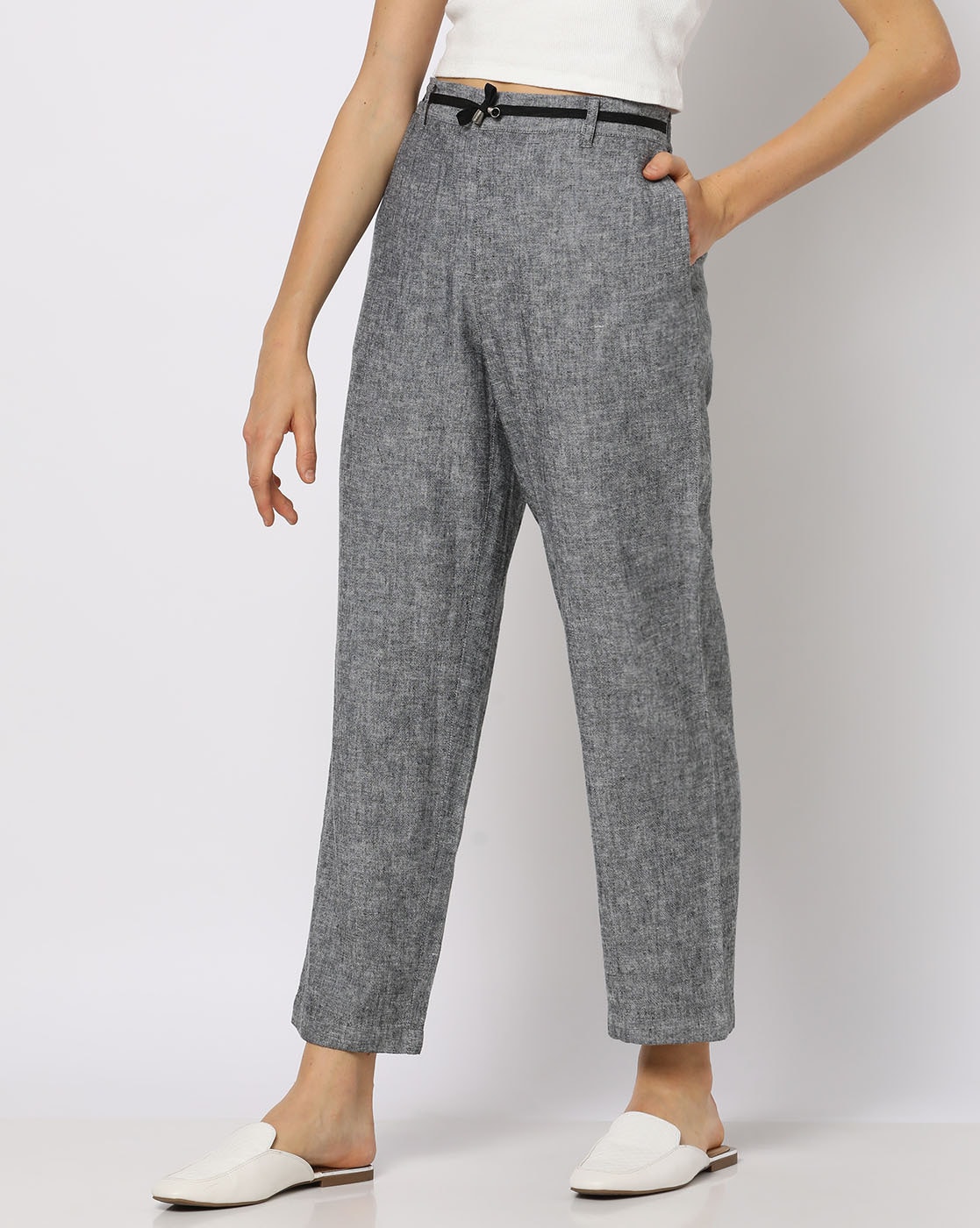Women's Washable Wool Straight Modern Pants | Lands' End