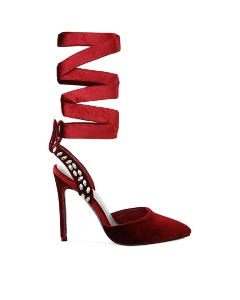 Burgundy hotsell heeled sandals