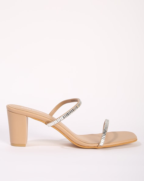 Coach tea rose online embellished block heel sandal