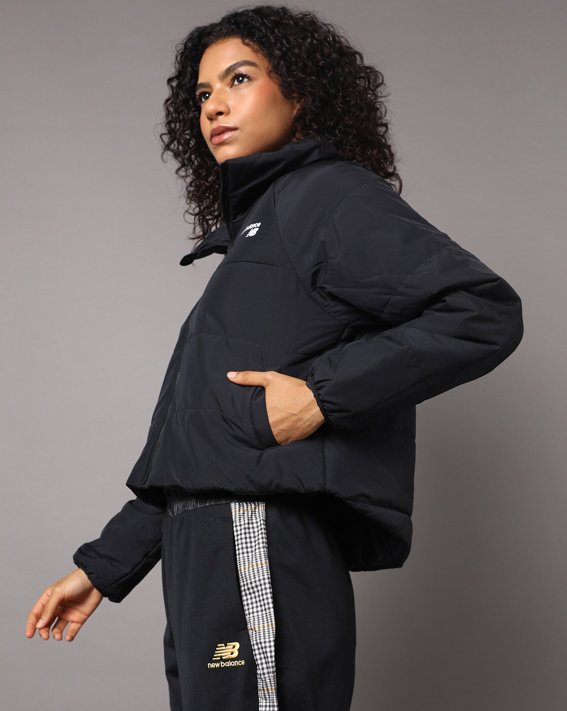 NB Classic Logo Print Zip Front Puffer Jacket