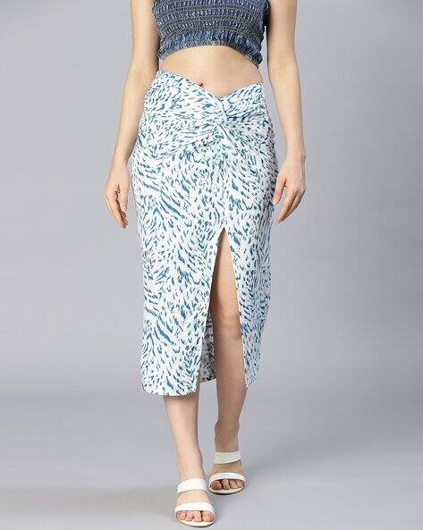 Buy Blue White Skirts for Women by Oxolloxo Online