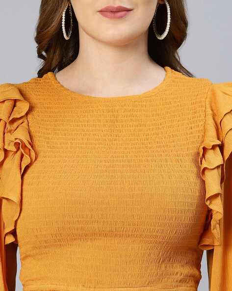mustard ruffle top