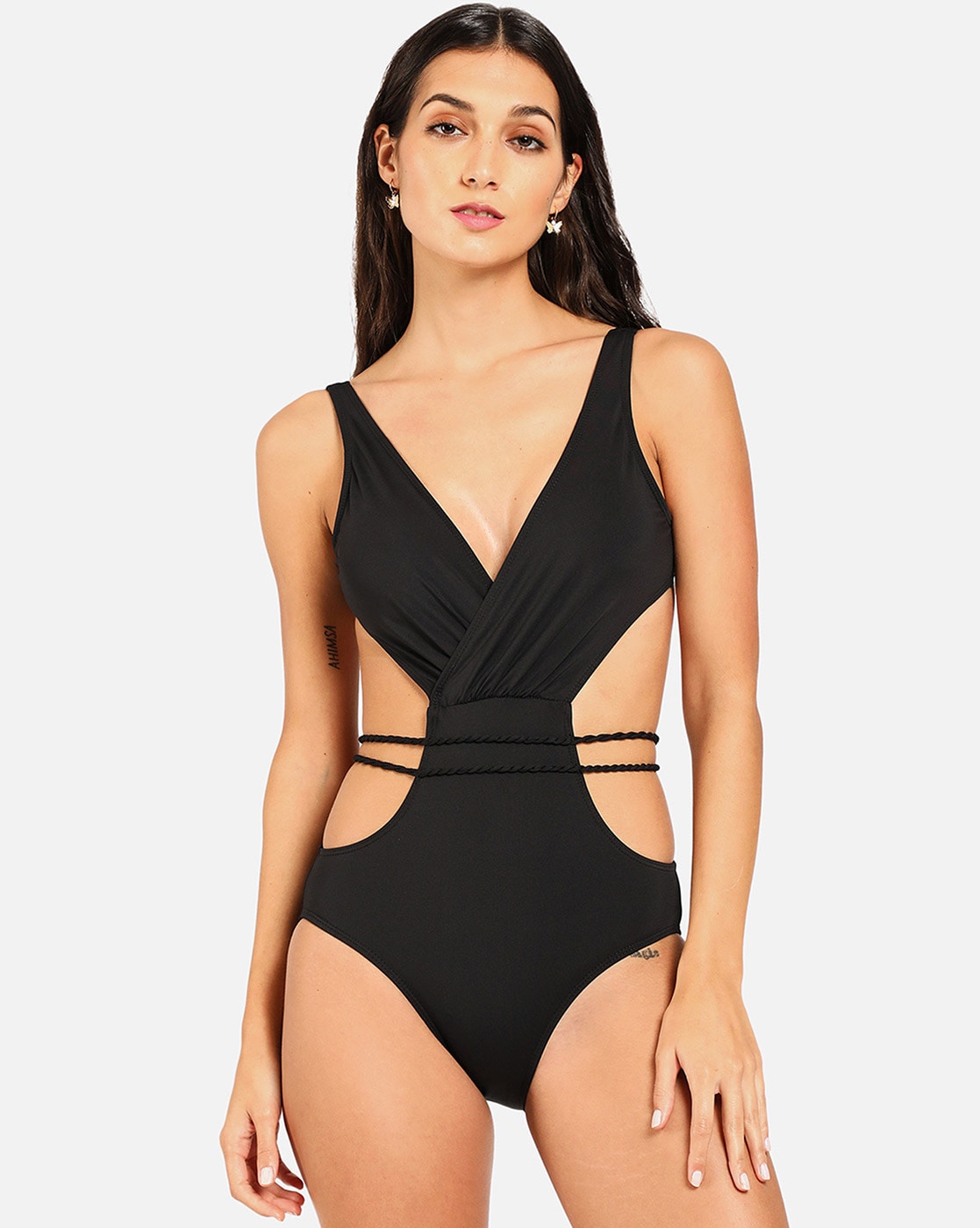Cut Out Mesh Underwire One Piece Swimsuit