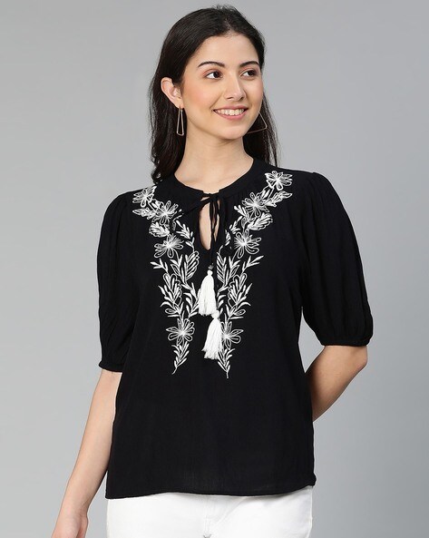 Buy Black Tops for Women by Oxolloxo Online