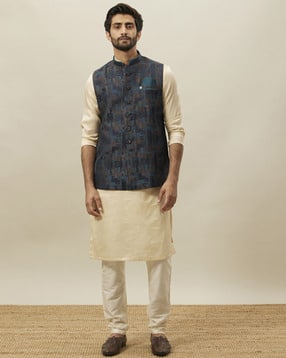 manyavar Printed Nehru Jacket with Welt Pocket-picture-22