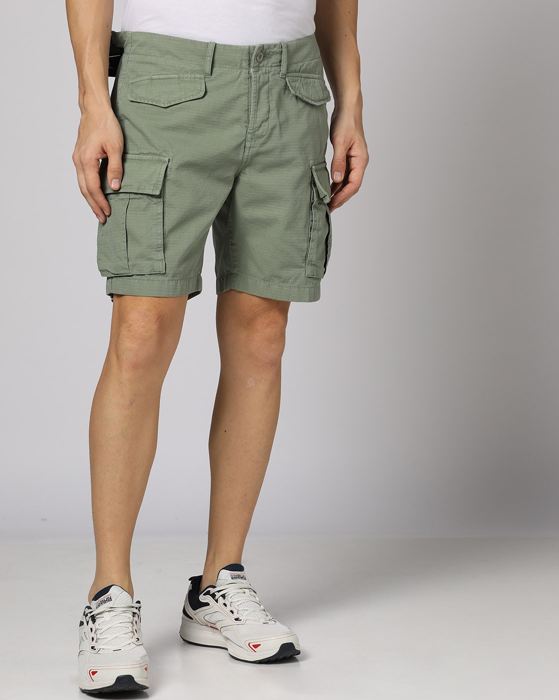 Cargo Shorts with Button Fly & Flap Pockets