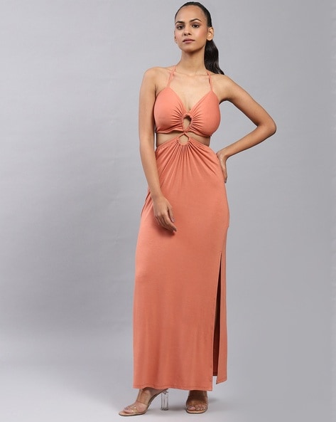 Buy Navy Pleated Long Dress Online - Label Ritu Kumar International Store  View
