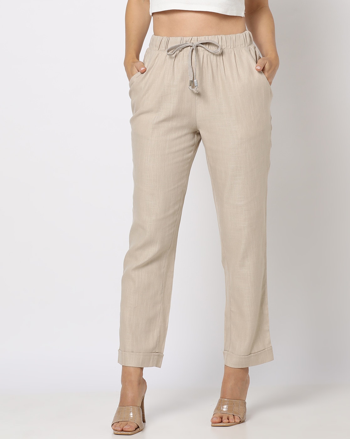 Buy Off-White Pants for Women by Indie Picks Online | Ajio.com