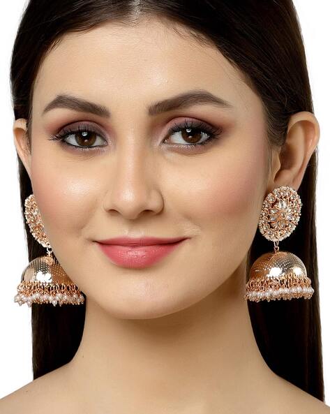 Ahmedabadi Kundan Big Size Jhumka with ear-chain-MYCHO001BSJ –  www.soosi.co.in