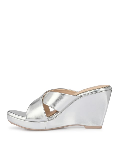 Silver metallic wedges hot sale