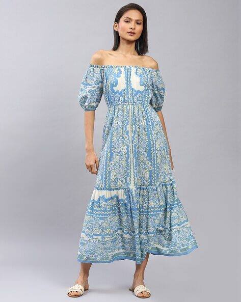 LABEL RITU KUMAR Floral Print Off-Shoulder Long Dress