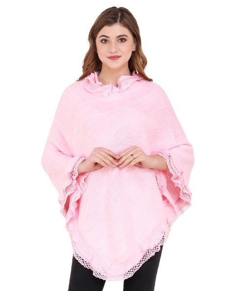 Woollen Round-Neck Poncho Top Price in India