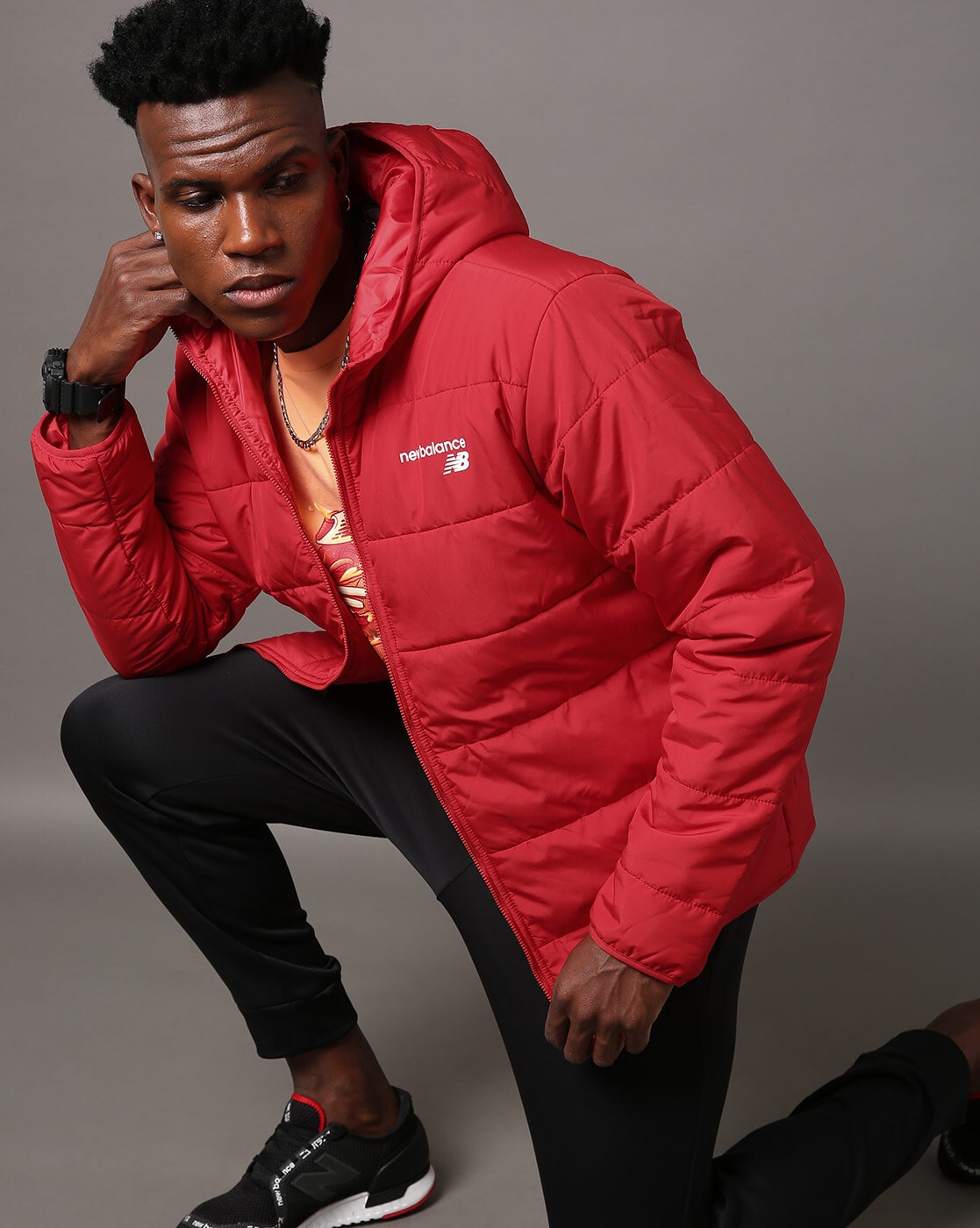 New balance red jacket best sale