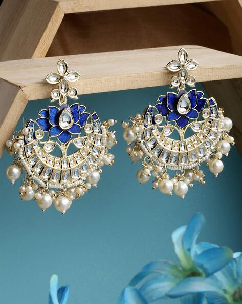 Buy Kundan Chandbali Earrings, Ethnic Indian Jewelry, Semi-precious  Hangings. Online in India - Etsy