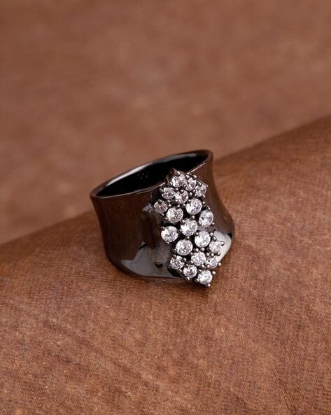 BLACK METEORITE RING, Women's Meteorite Wedding Ring, Black Meteorite