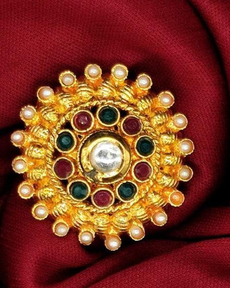 Buy I Jewels Gold Plated Traditional Kundan Studded Designer Adjustable  Finger Ring for Women (FL230B) Online at Best Prices in India - JioMart.