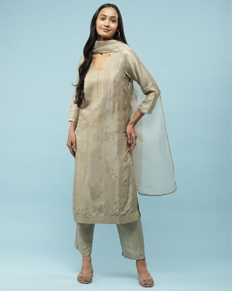 Aarke Ritu Kumar Foil Print Straight Kurta Suit Set