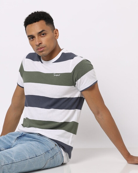 Buy White & Olive Tshirts for Men by Teamspirit Online