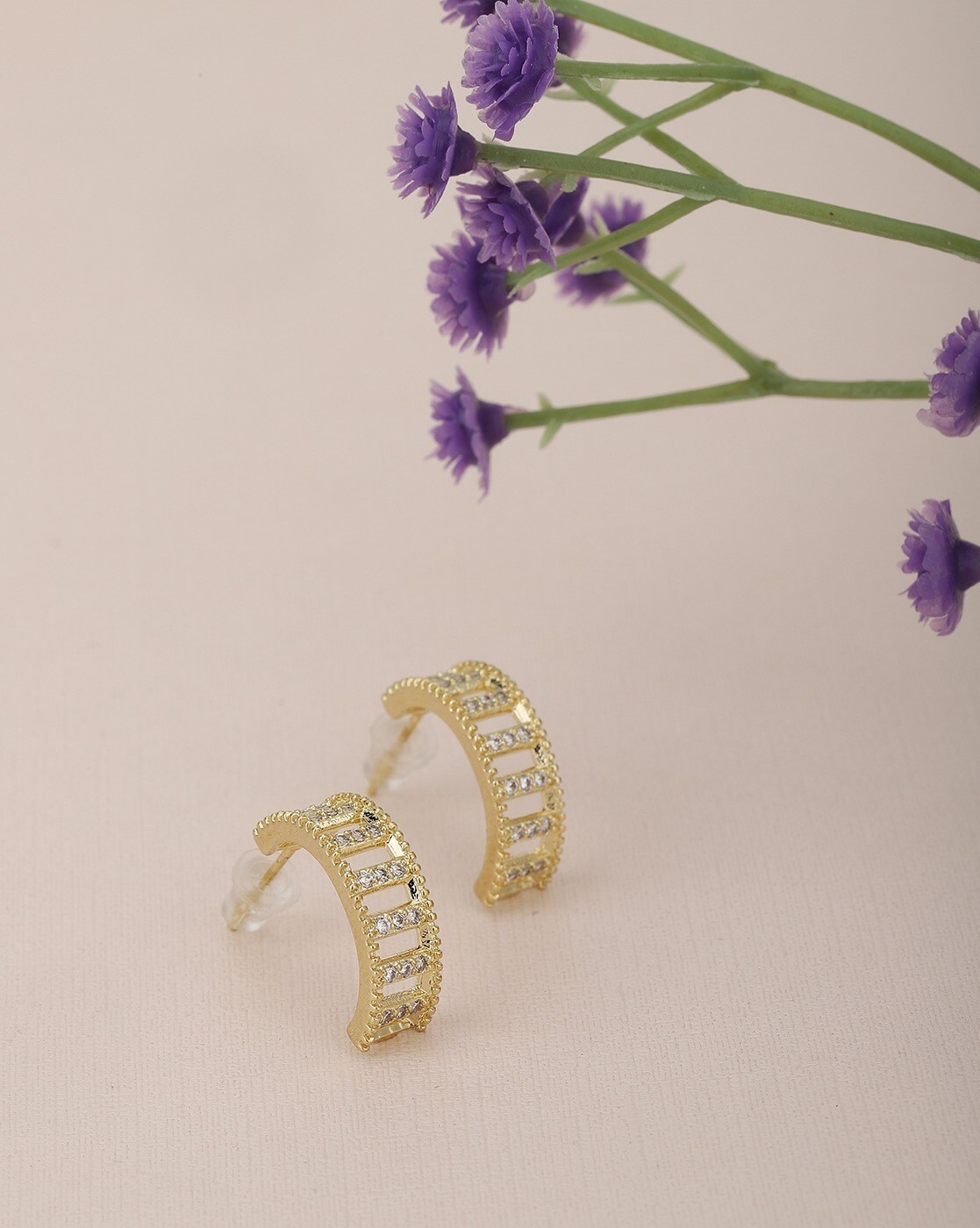 DressBerry Set of 5 Gold-Plated Handcrafted Crescent Shaped Half Hoop  Earrings - Absolutely Desi