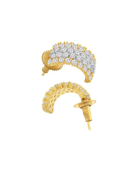 Judith Ripka Cubic Zirconia Earrings Omega back | Antique & Estate Jewelry  | Designs in Gold