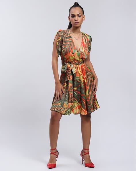 Botanical Print Fit & Flare Dress