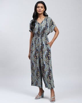 label ritu kumar V-Neck Printed Jumpsuit-picture-46