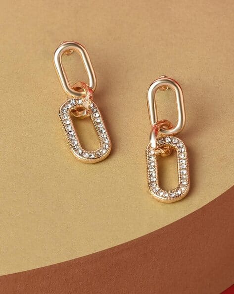 Stone-Studded Drop Earrings