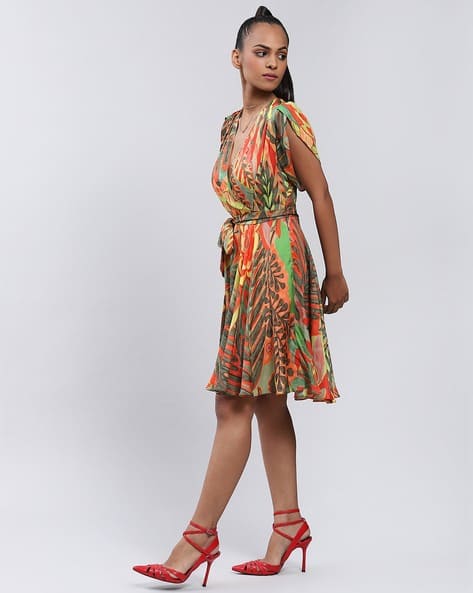 Botanical Print Fit & Flare Dress