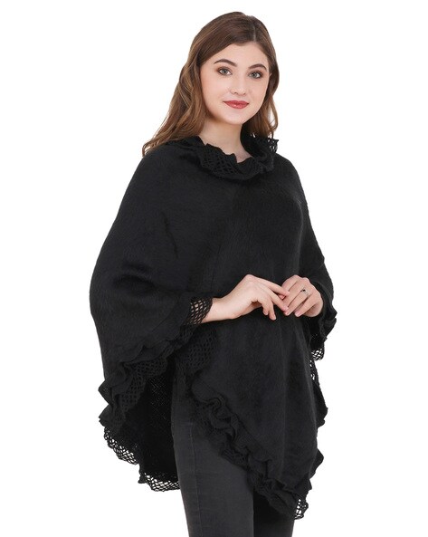Woolen Round-Neck Poncho Top Price in India