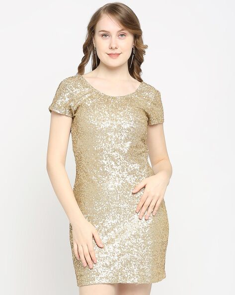 All Over Sequin Dress Midi Dress, Rose Gold – Jolie Moi Retail