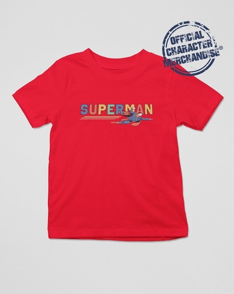 Minute Mirth Superman Print Round-Neck T-Shirt